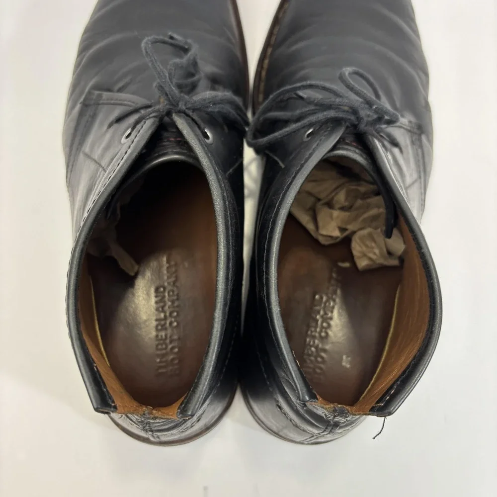 Vintage Timberland Lace Up Chukka Boots Shoes Mens Size 9 Black Leather Ankle